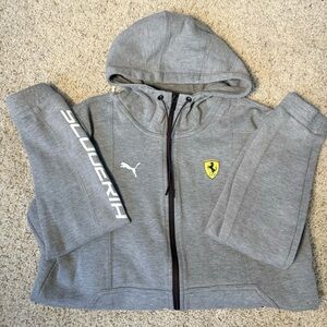 PUMA Ferrari Scuderia Hoodie Men’s Size S Gray Full Zip Sweatshirt Official F1